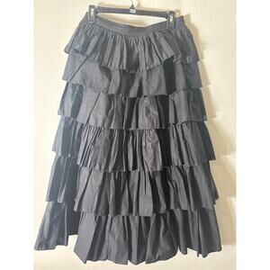 Luminary black Cotton Tired Ruffle Maxi Skirt Sz M